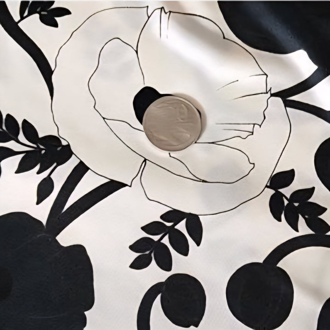 Pansie printed satin jersey - sold by 1/2mtr