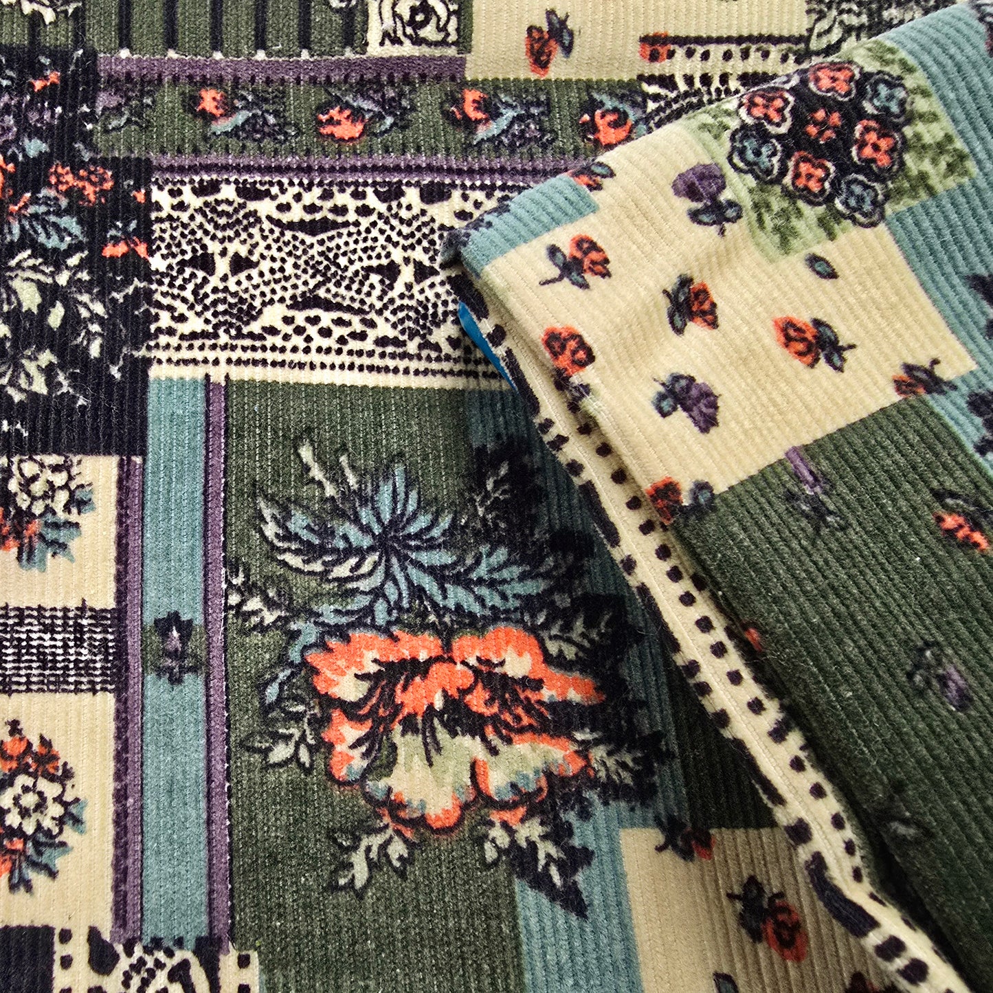 Cord patchwork woven fabric - sold by 1/2mtr