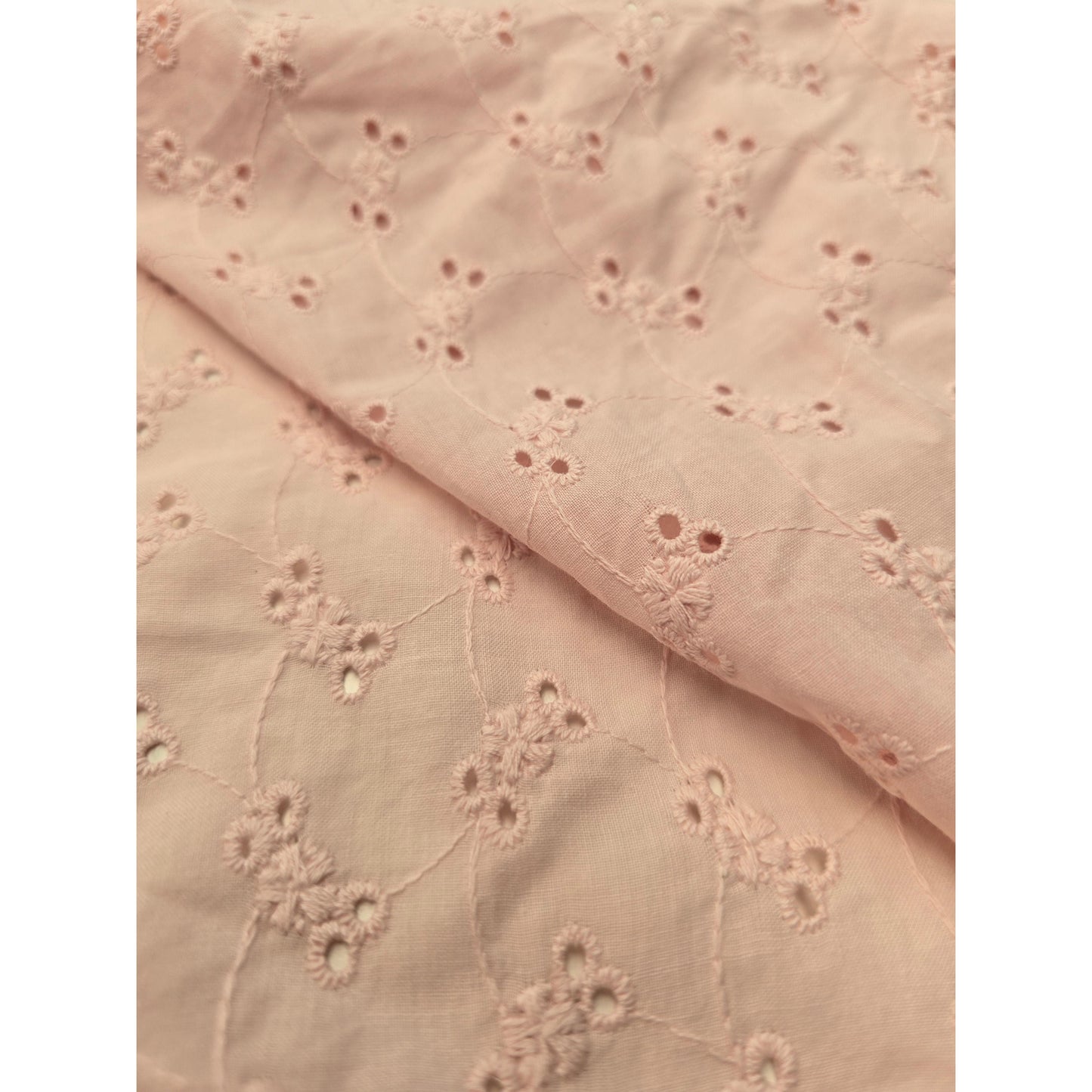 Dusty pink -broidery anglaise woven fabric - 1.90mtrs