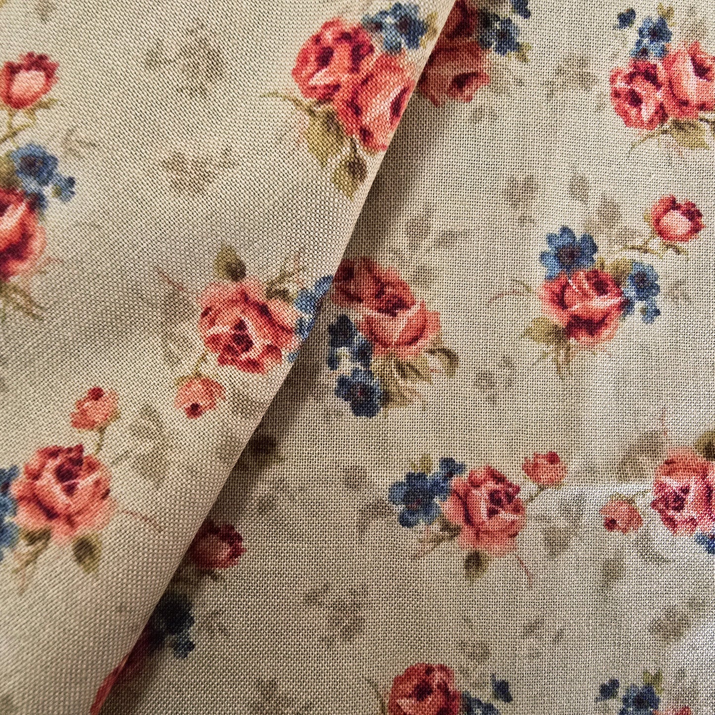 Forget-me-not floral printed woven cotton fabric - sold by 1/2mtr