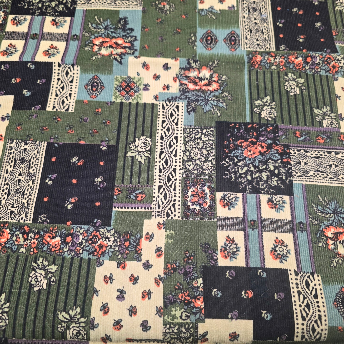 Cord patchwork woven fabric - sold by 1/2mtr