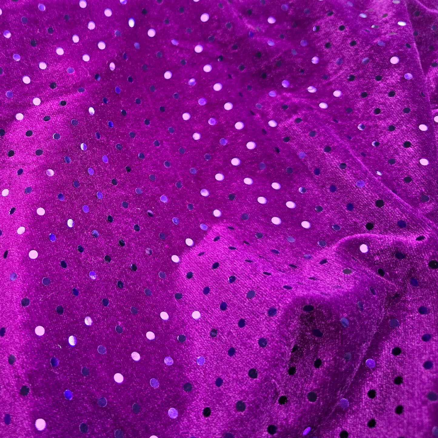 Grape foiled dot faux velvet fabric -2mtrs