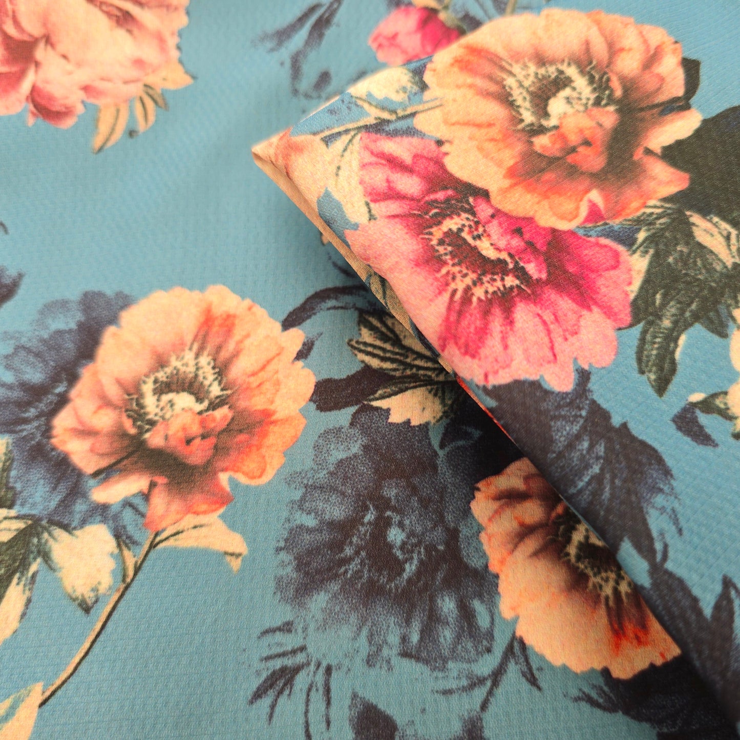 Vintage blossom - floral printed faille sold by 1/2mtr