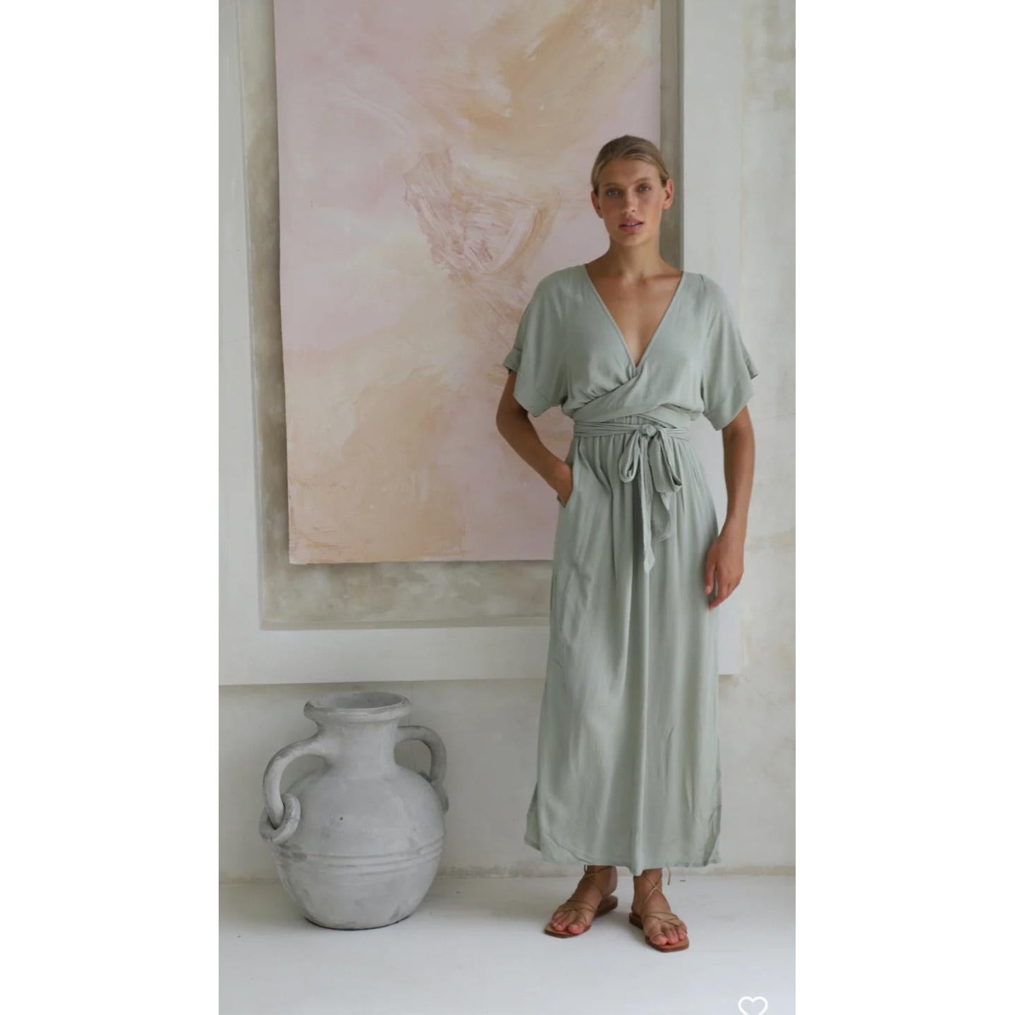 Laura - mint Linen blend woven fabric - sold by 1/2mtr