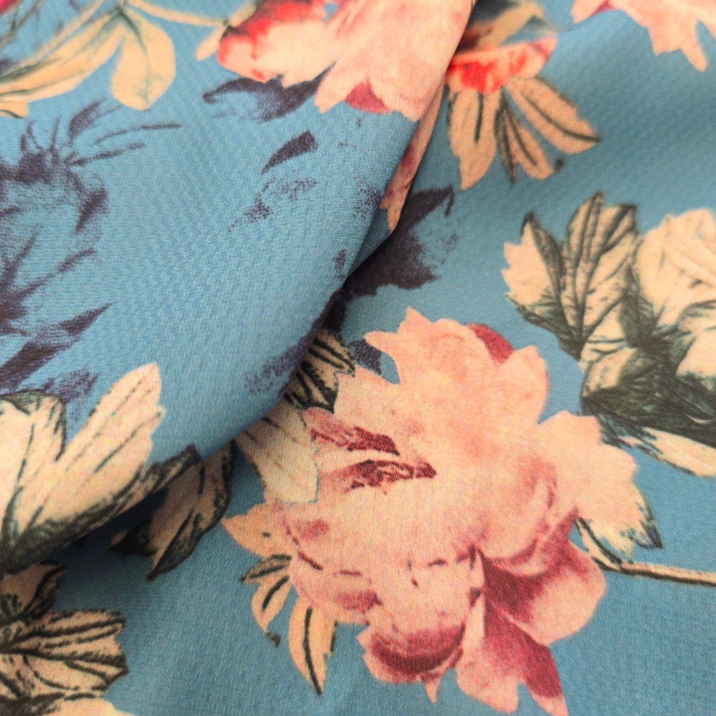 Vintage blossom - floral printed faille sold by 1/2mtr