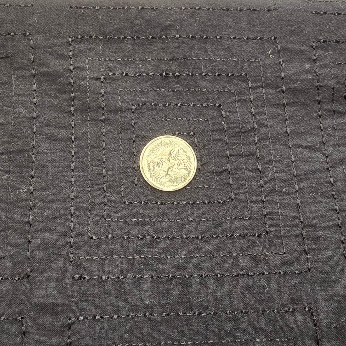 Black square spiral embroidered woven fabric - 1.50mtrs