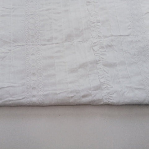 Ella- embellished white woven cotton fabric