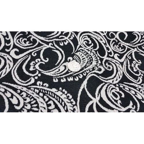Jacquard design fabric - black/ivory sold by 1/2mtr