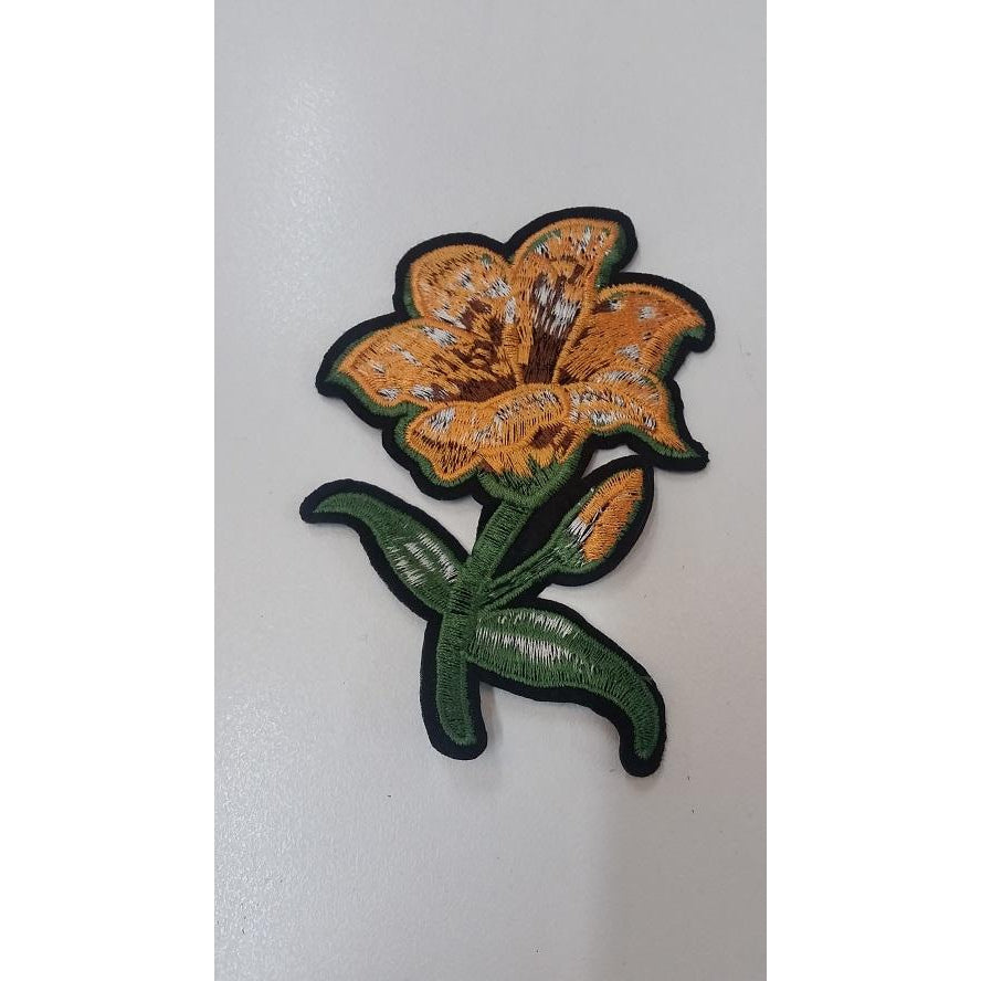 Hibiscus embroidered floral iron on applique