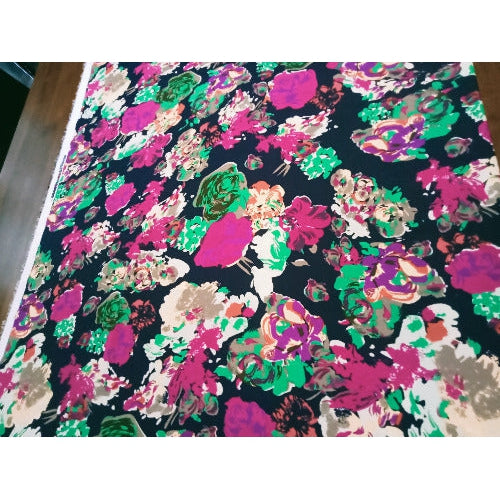 Gypsy- floral printed faille fabric -sold by 1/2mtr