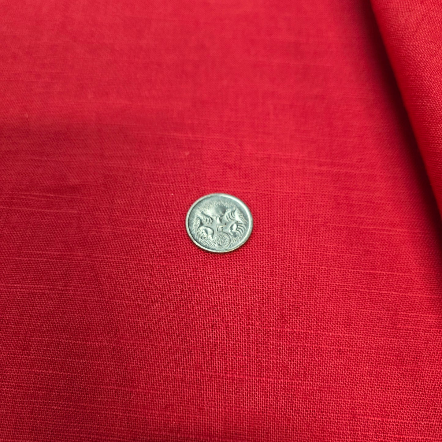 Indi red - woven cotton/linen fabric - sold by 1/2mtr
