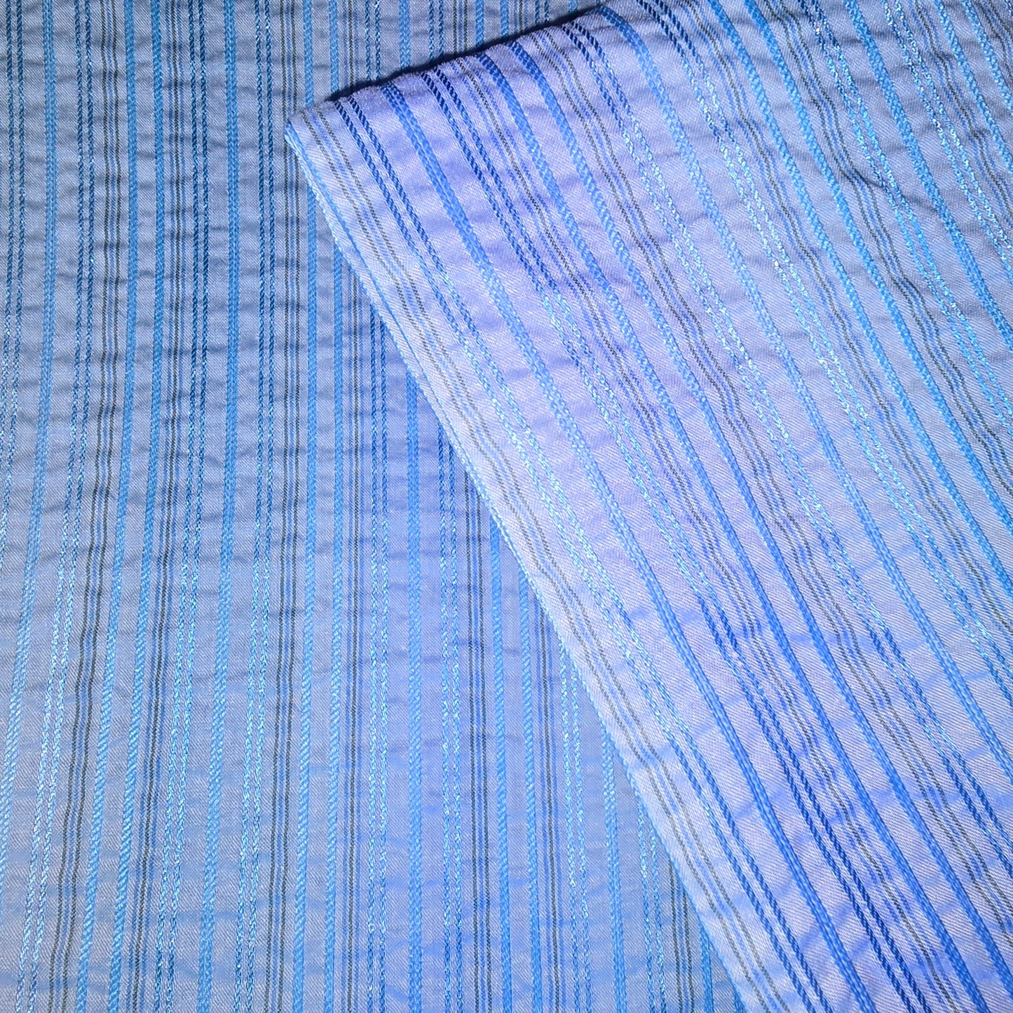 Iris - striped seersucker fabric - sold by 1/2mtr