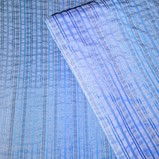 Iris - striped seersucker fabric - sold by 1/2mtr
