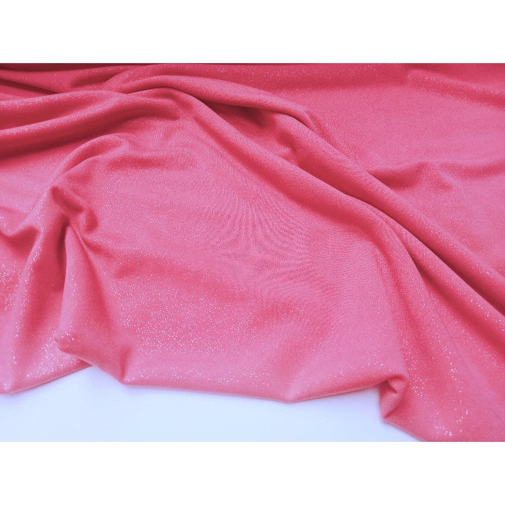 Capri- coral silver foil jersey - sold by 1/2mtr