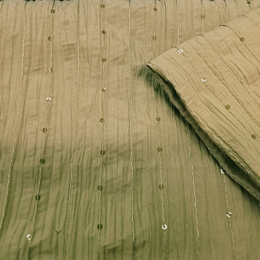 jasmine - crushed sequin cotton/blend fabric - sold by 1.90mtrs