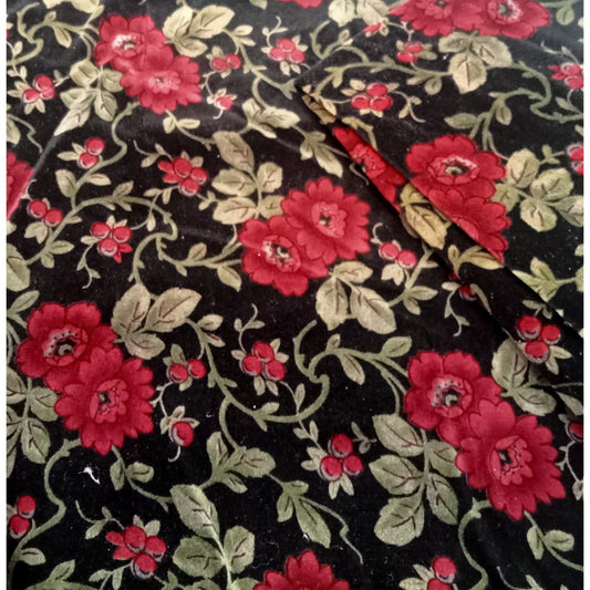 Velvet roses woven fabric - sold by 1/2mtr