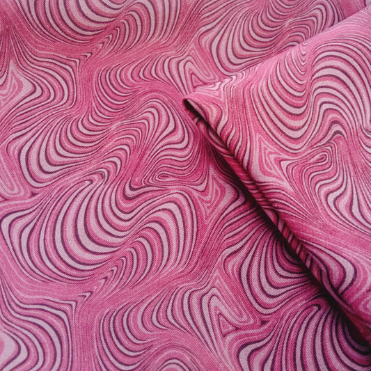 Deep mauve - Swirl printed stretch moleskin - sold by 1/2mtr
