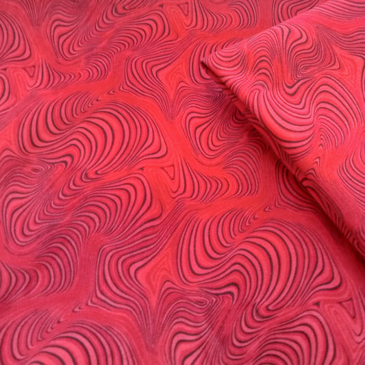 Raspberry - swirl stretch moleskin - sold by 1/2mtr