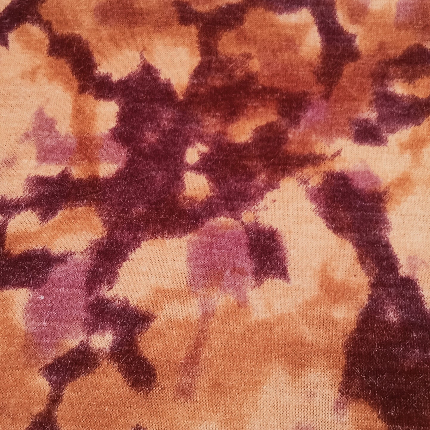 Camoflage inspired mohair knit - orange/red wine - sold by 1/2 mtr