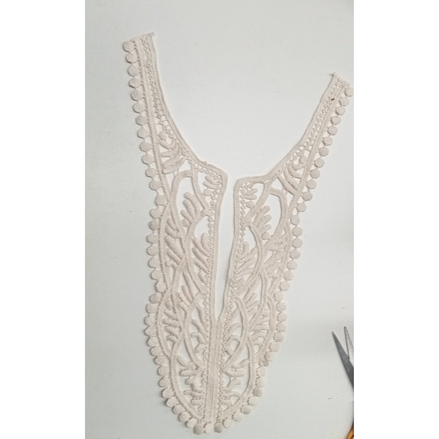 Lace cotton yoke trim - ecru