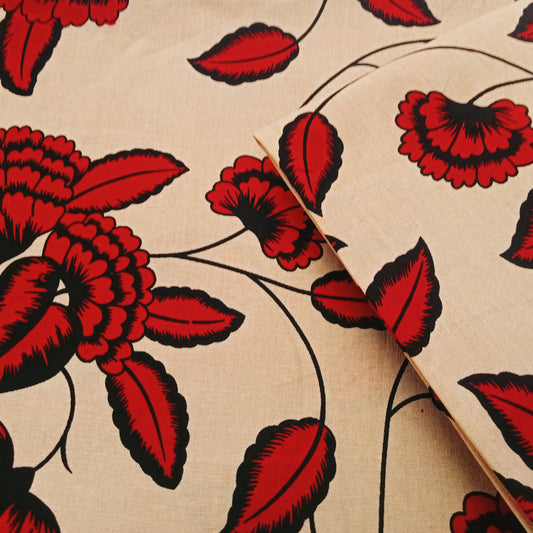 Carlota -floral branch printed woven fabric - sold by 1/2mtr