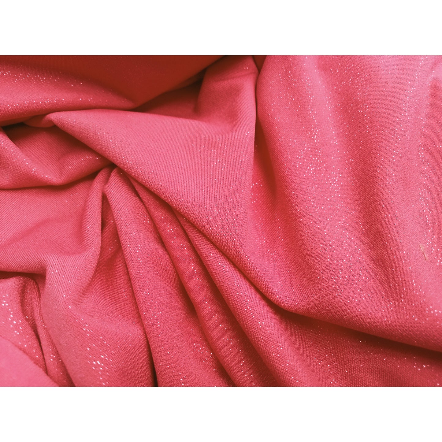 Capri- coral silver foil jersey - sold by 1/2mtr