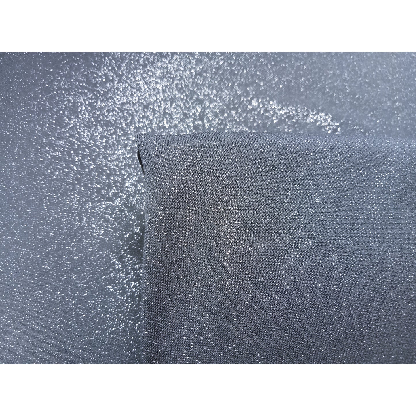 Capri - black silver foil ITY jersey - sold by 1/2mtr