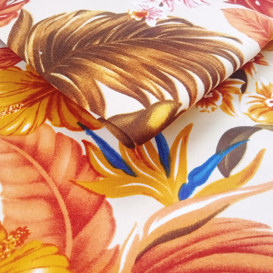 Hibiscus floral print fabric - sold by 1/2mtr