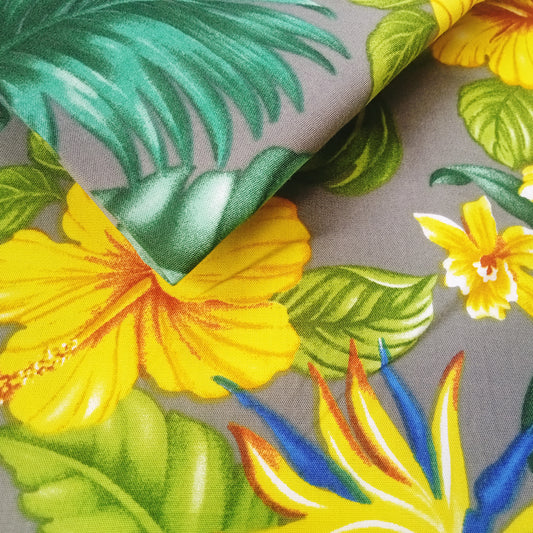 Hibiscus floral print fabric - sold by 1/2mtr