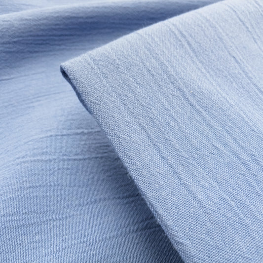 Crest sky blue - crinkle viscose woven fabric - sold by 1/2mtr