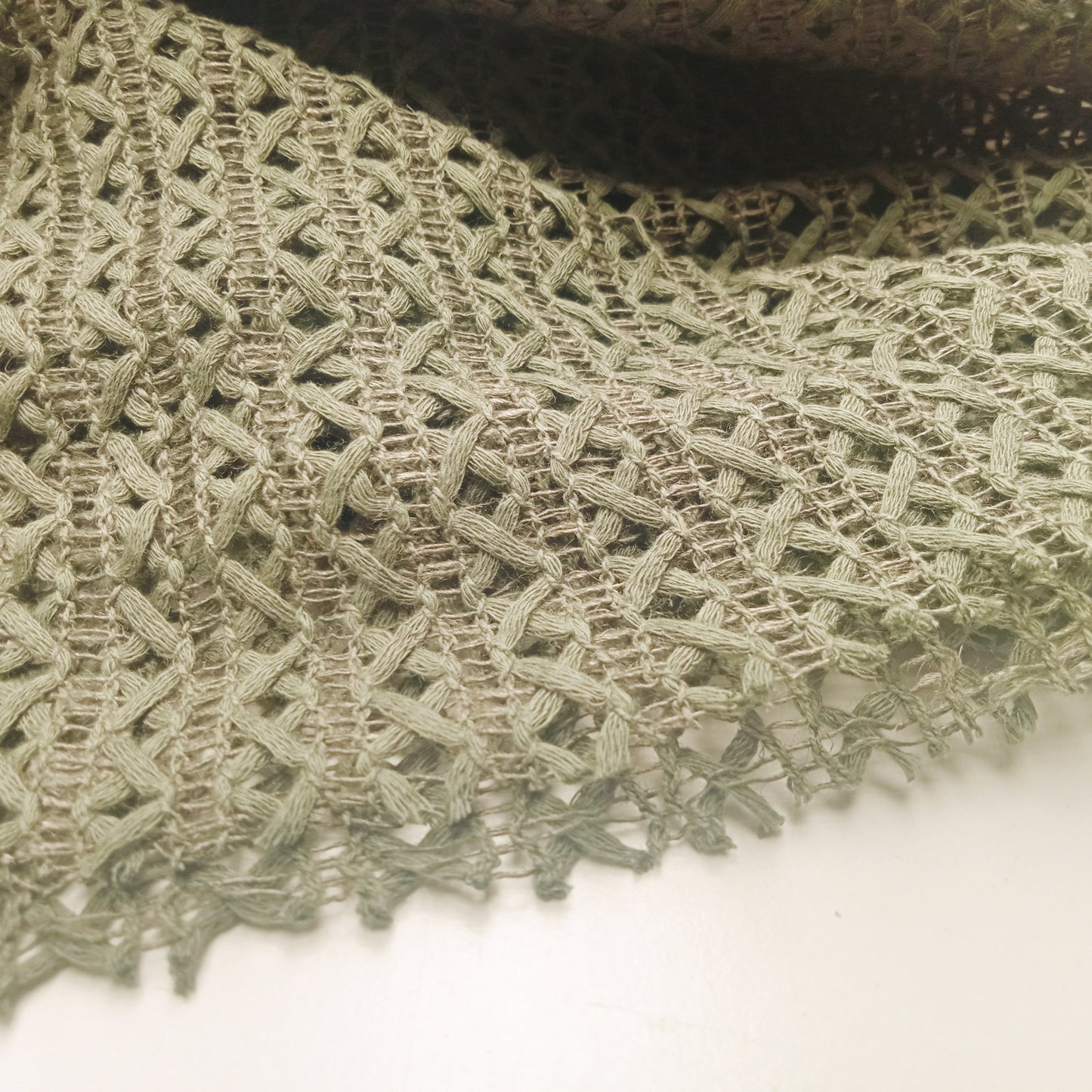 Criss/cross - khaki - crochet cotton fabric - sold by 1/2mtr
