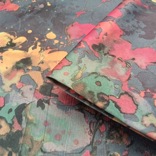 Water color floral design sateen - sold by 1/2mtr