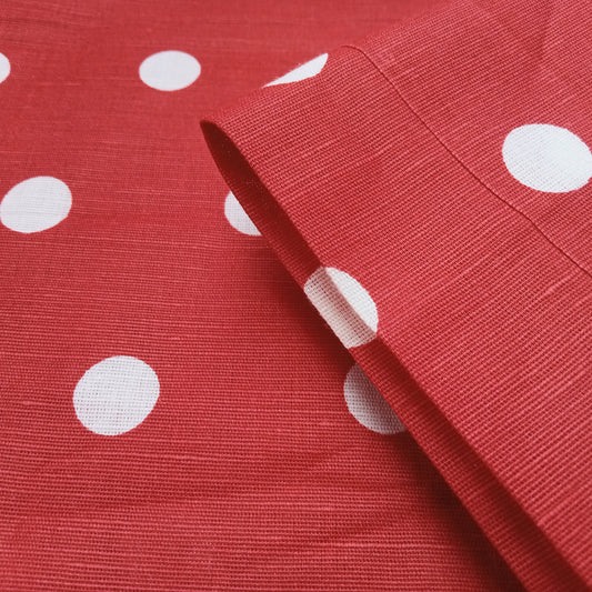 Ruby - polka dot cotton linen - sold by 1/2mtr