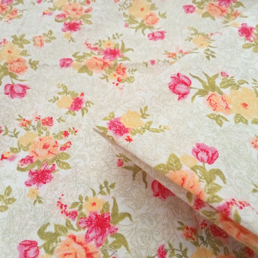 Floral garden woven cotton fabric -1mtr