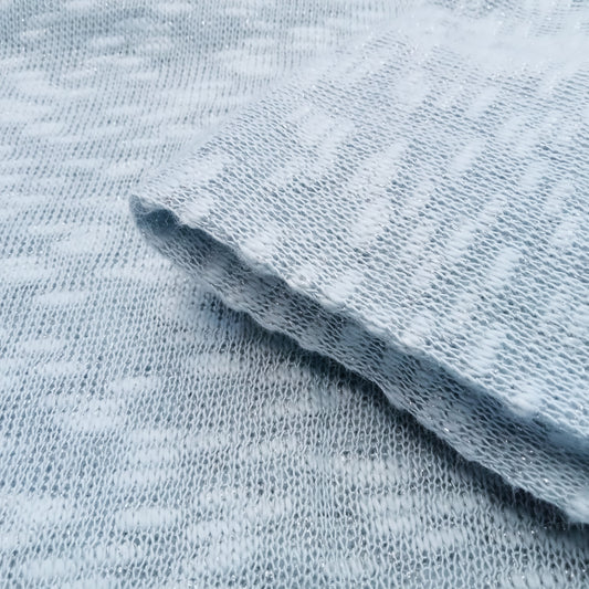 Ivana - blue/silver Slub yarn glitter knit - sold by 1/2mtr