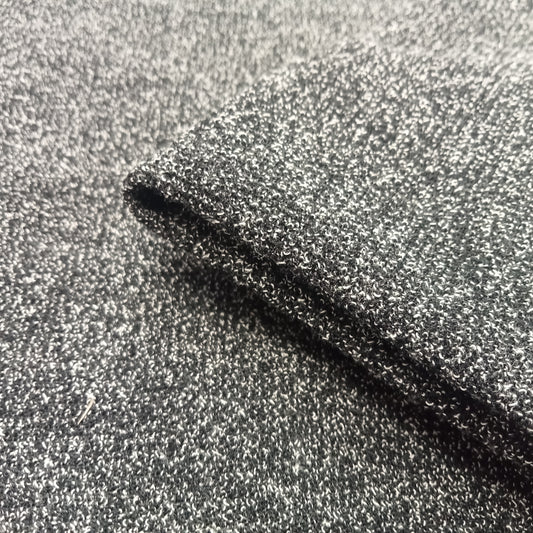 Black/white unbrushed fleece knit - 1.85mtrs