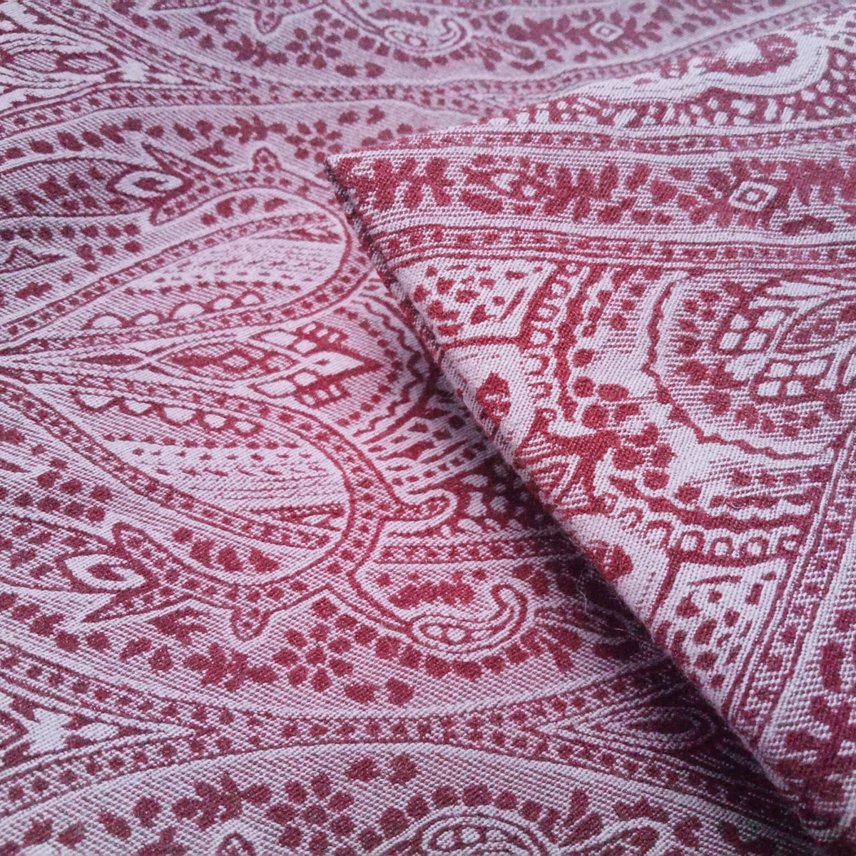 Claret -paisley design stretch bengaline - sold in 1/2mtr