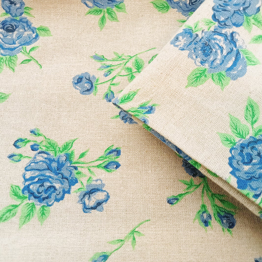 Floral printed woven hemp fabric - sold by 1/2mtr