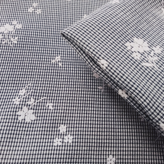 Gingham/floral printed woven fabric - sold by 1/2mtr