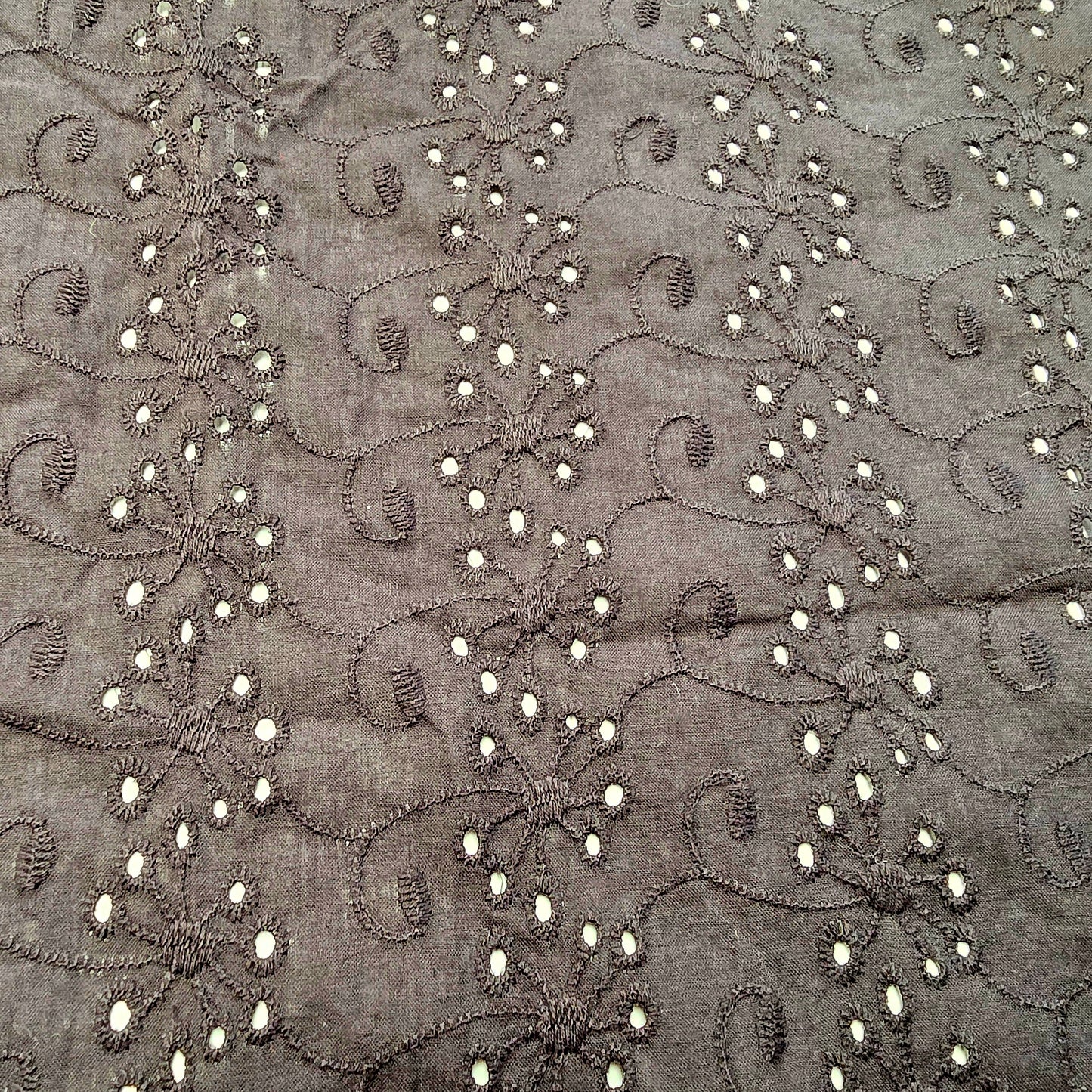 Black - broidery anglaise  woven fabric - sold by 1/2mtr