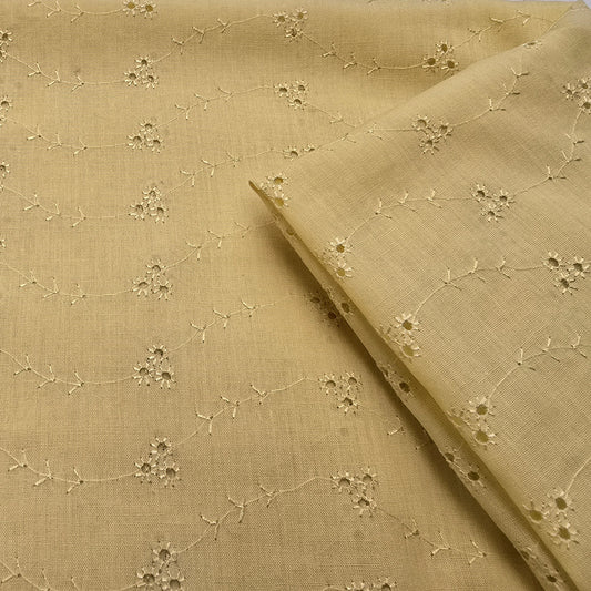 Mustard broidery anglaise woven fabric -1.50mtrs