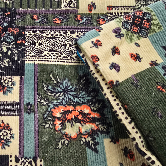 Cord patchwork woven fabric - sold by 1/2mtr