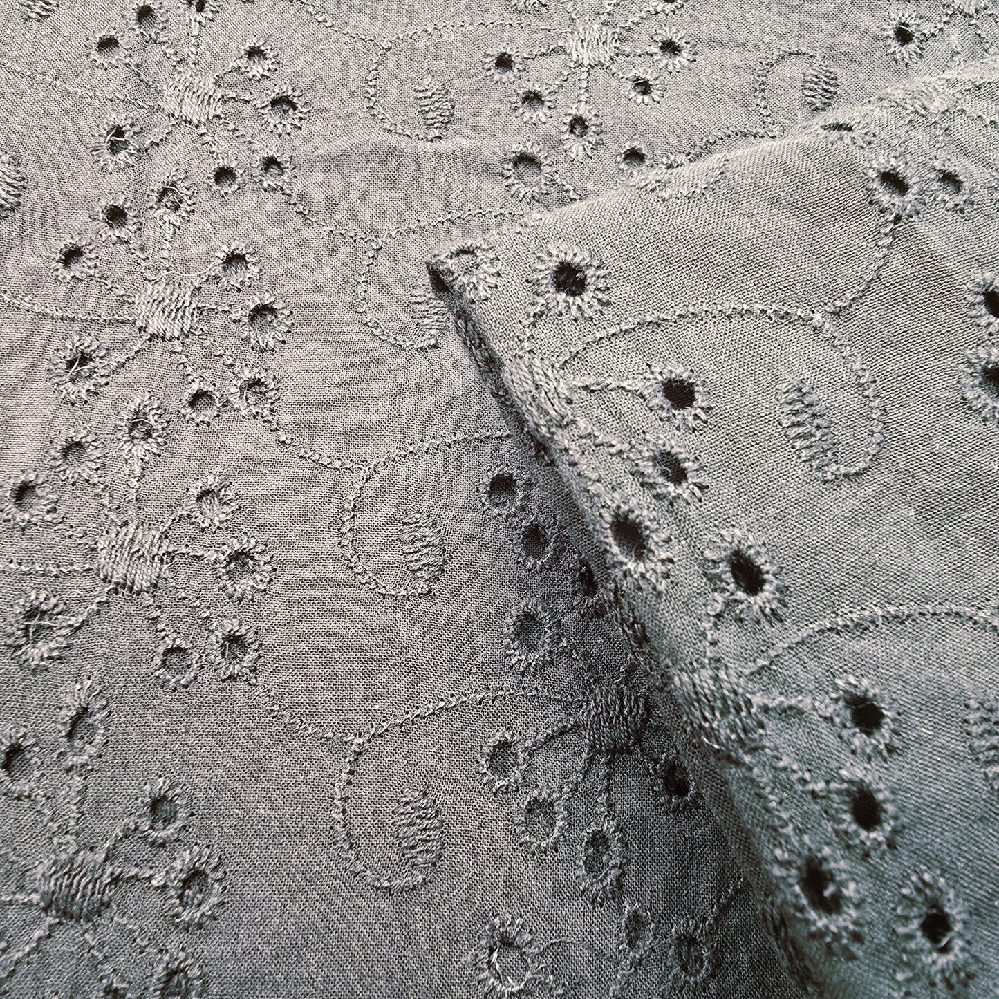 Black - broidery anglaise  woven fabric - sold by 1/2mtr