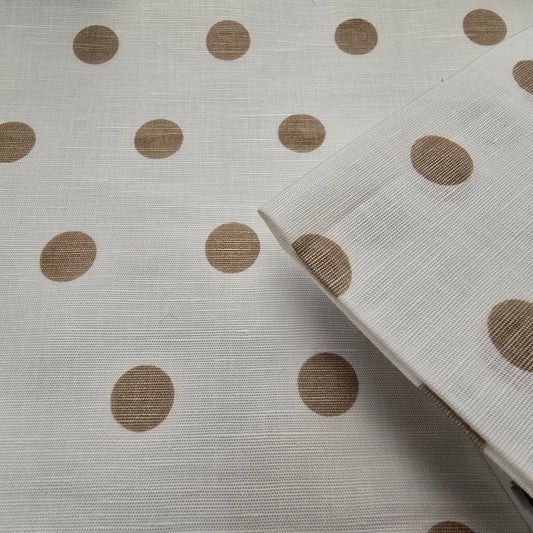 Polka dot printed cotton/linen fabric sold by 1/2mtr