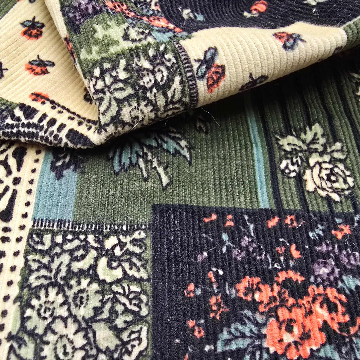 Cord patchwork woven fabric - sold by 1/2mtr