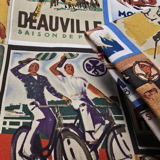 Vintage scenery -cotton drill woven fabric -2.50mtrs