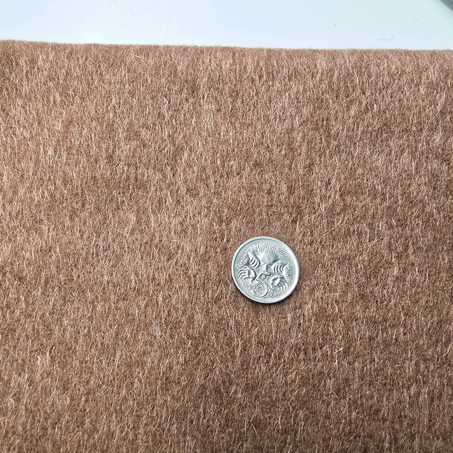 Caramel -mohair wool fabric -wool blend- sold by 1/2mtr