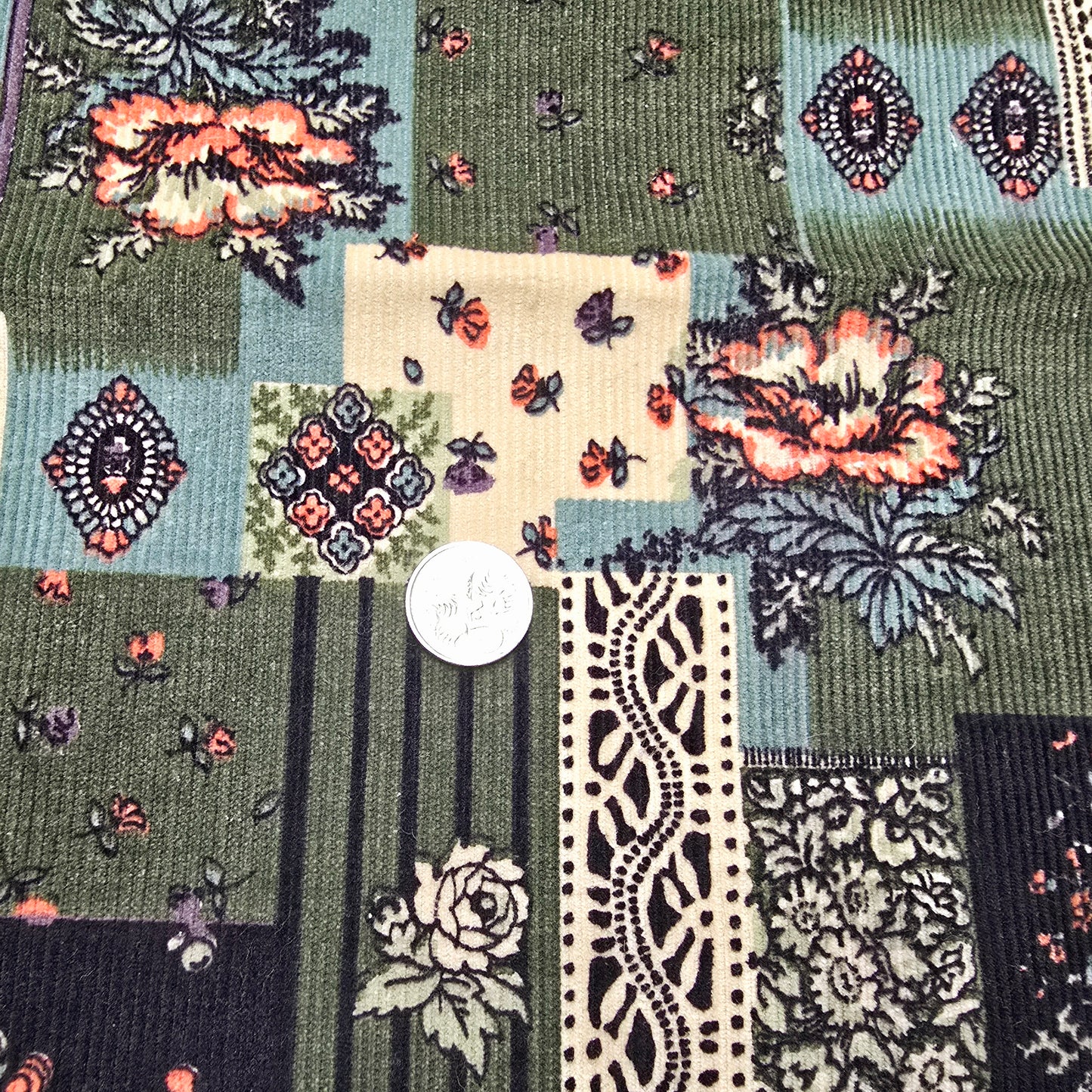 Cord patchwork woven fabric - sold by 1/2mtr