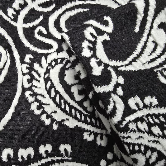 Conge - Jacquard design fabric - black/ivory sold by 1/2mtr