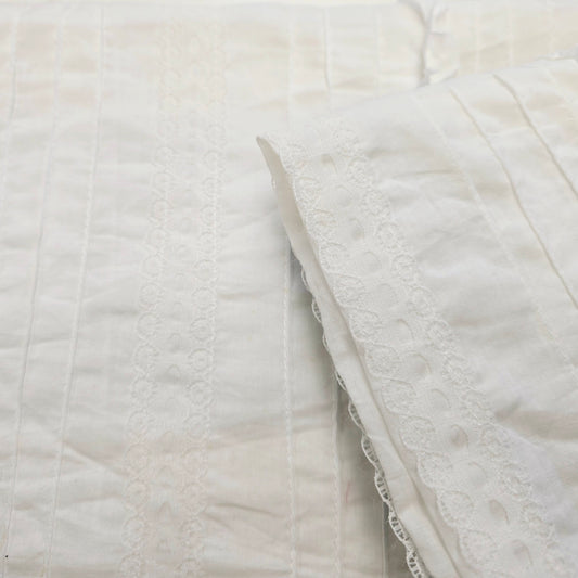 Ella- embellished white woven cotton fabric